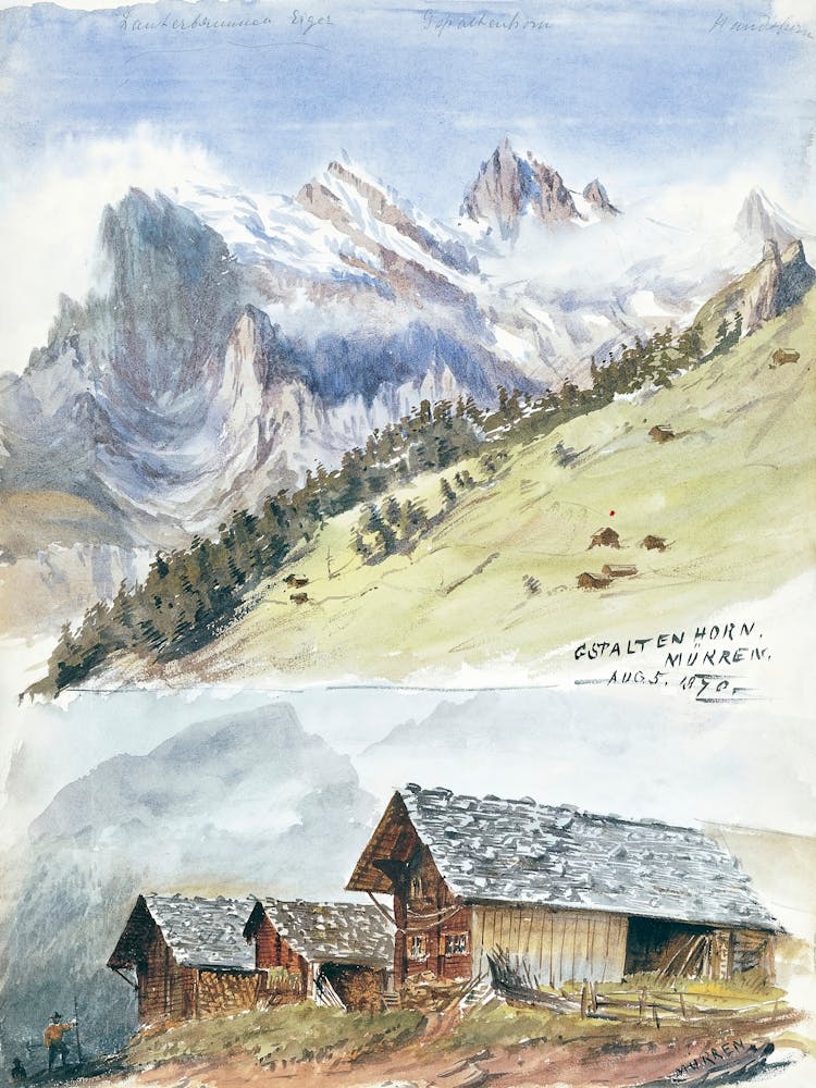Gspaltenhorn, Mürren From Splendid Mountain Watercolours Sketchbook (1870), John Singer Sargent