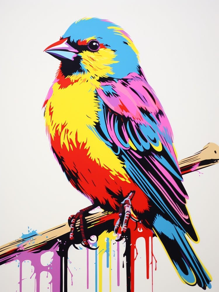 Andy Warhol Style Bird American Goldfinch 3