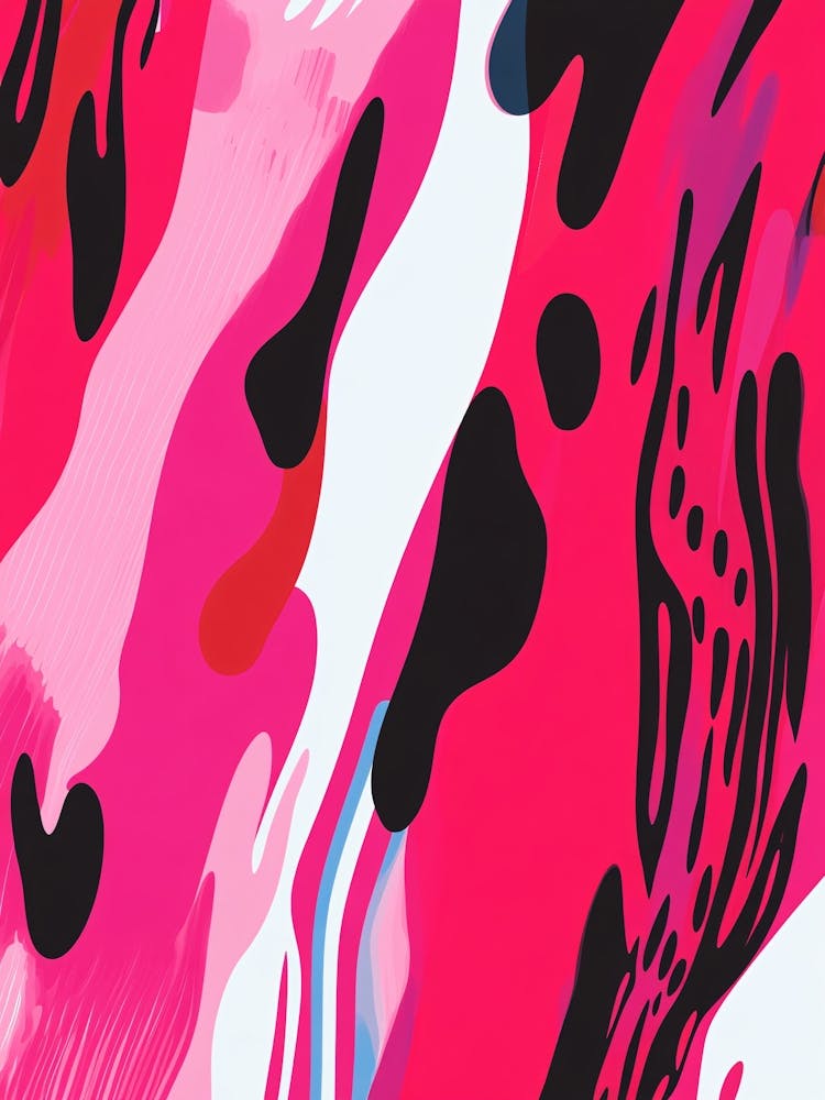 Pink, Black and Red Abstract Painting
