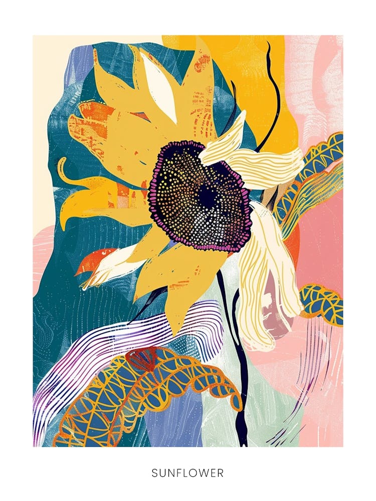 Affiche Illustration Fleur Colorée Tournesol 1