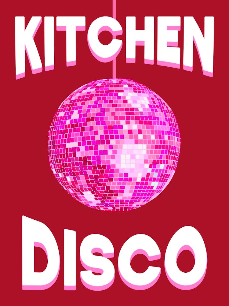 Kitchen Disco Mirrorball Pink and Red