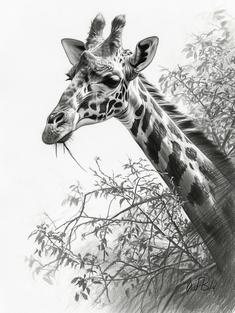 Giraffe Pencil Portrait 2