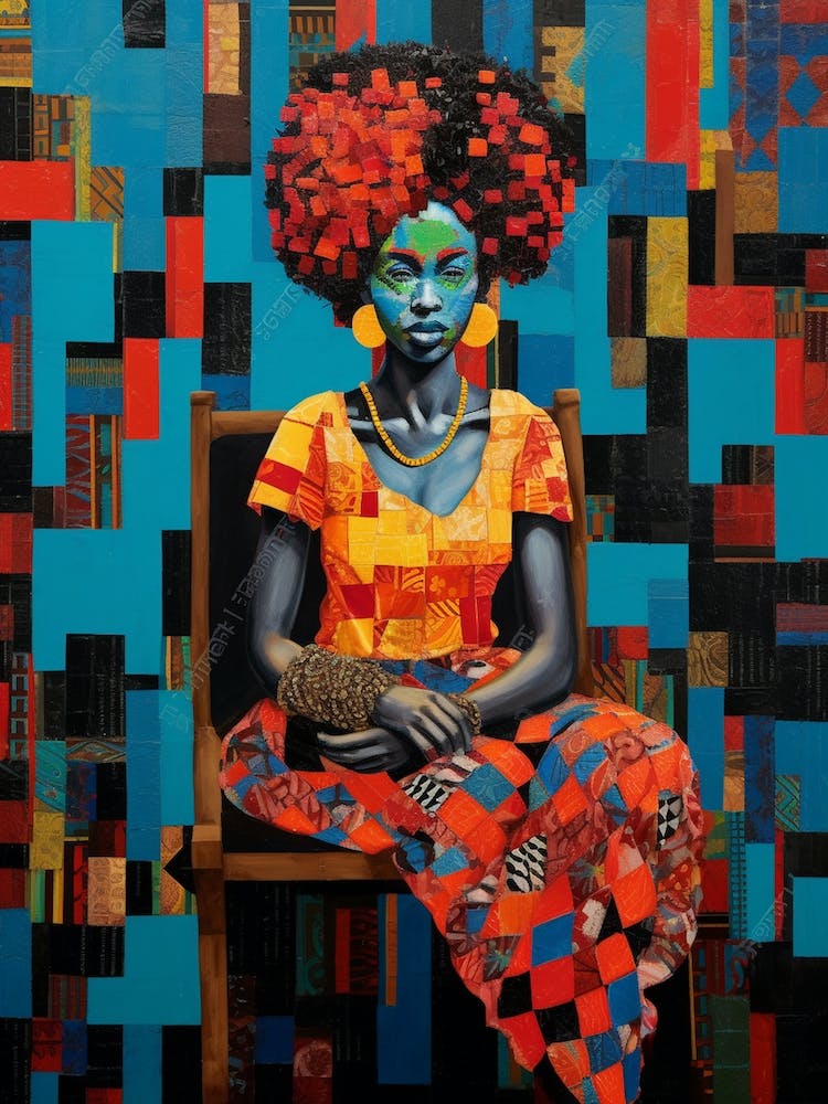 Afro Patchwork Portrait 7