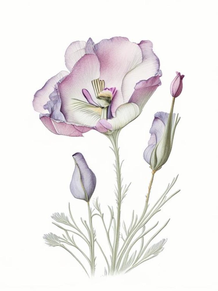 Eustoma Floral Quentin Blake Inspired Illustration 3 Flower