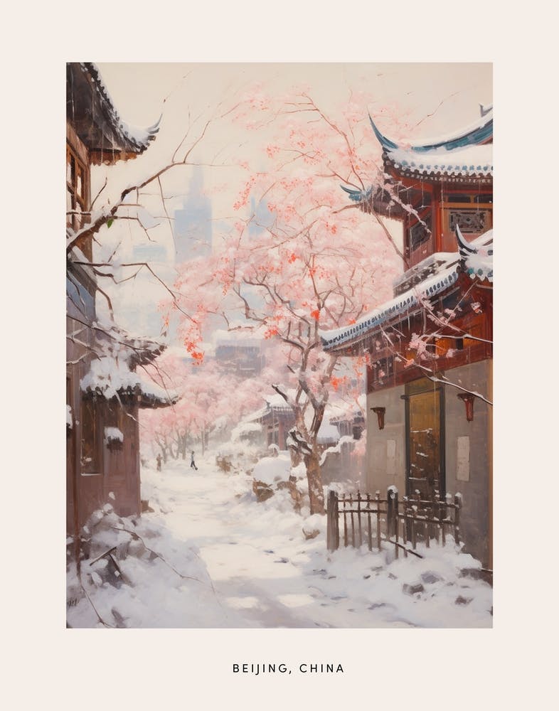 Dreamy Winter Painting Poster Beijing China 1