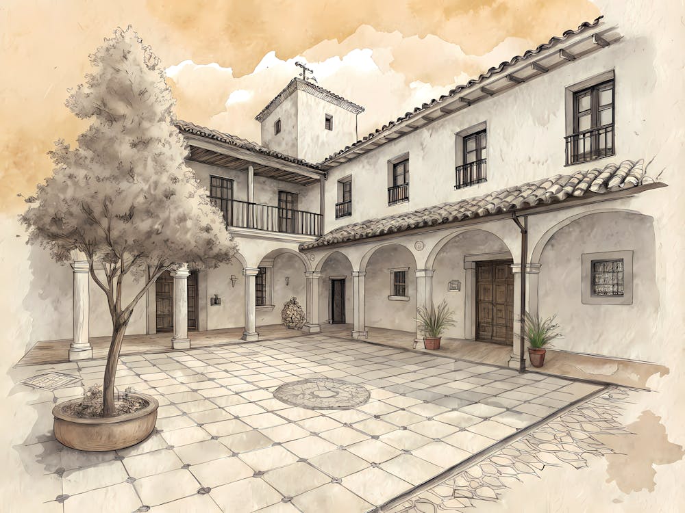 Minimalist Ink Sketch Of Aged Paper Effect Print O