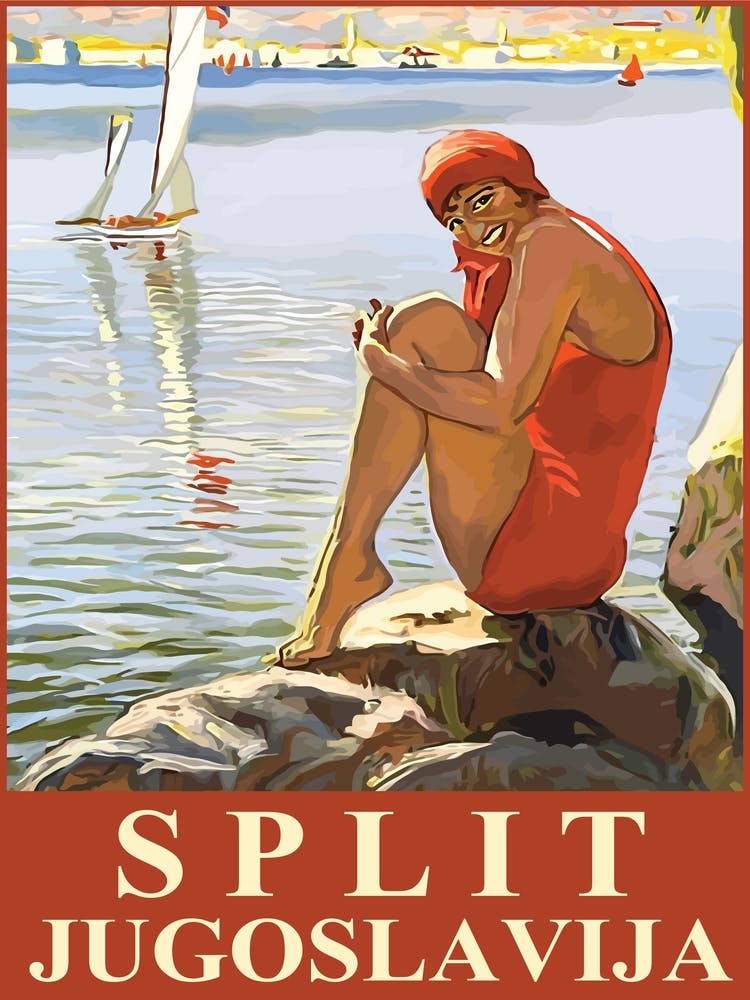 Split, Croatia, Smiling Woman in Swimsuit on the Coast