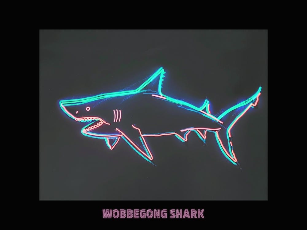 Neon Pink Aqua Wobbegong Shark Poster 6