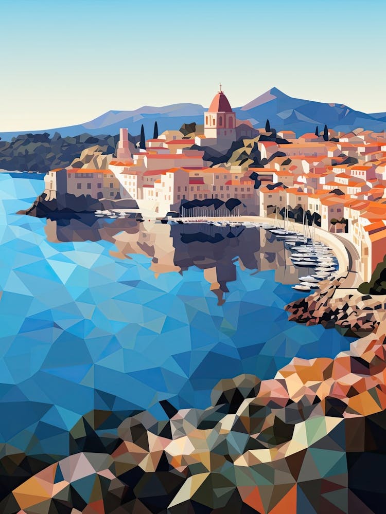 Collioure, France, Geometric Illustration 3