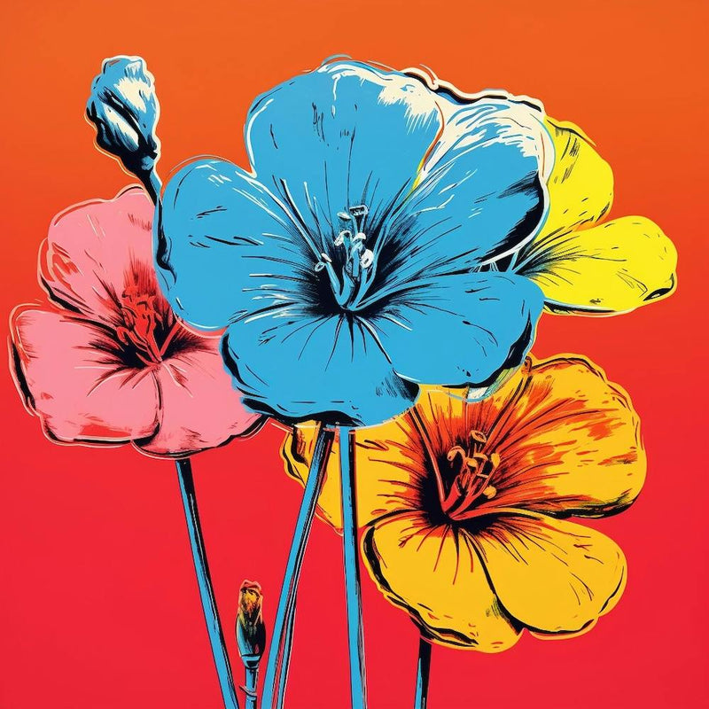 Andy Warhol Style Pop Art Flowers Flax Flower 1 Square