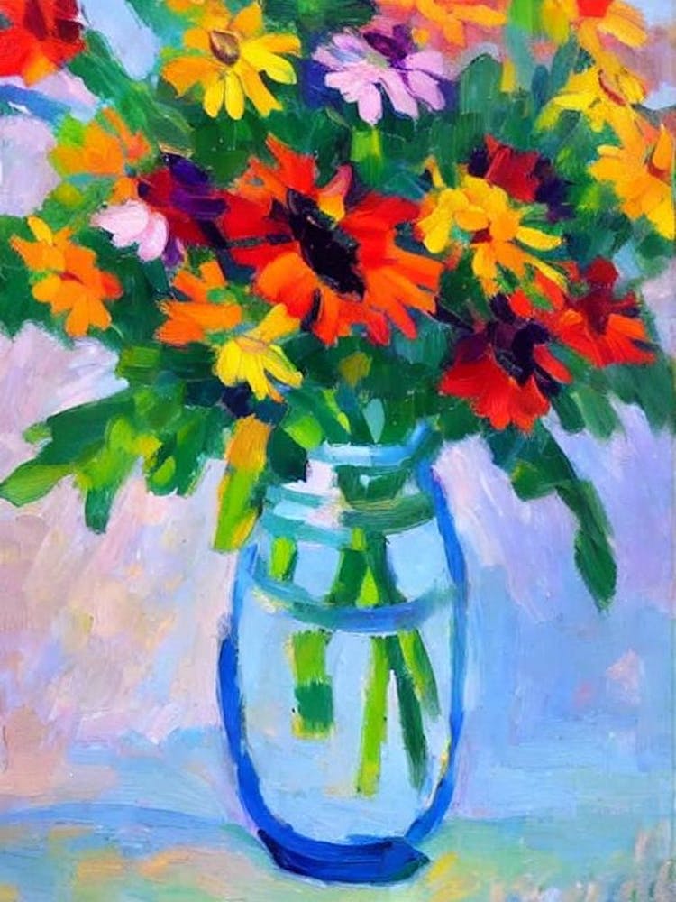 Daisy Floral Abstract Block Colour 2 Flower