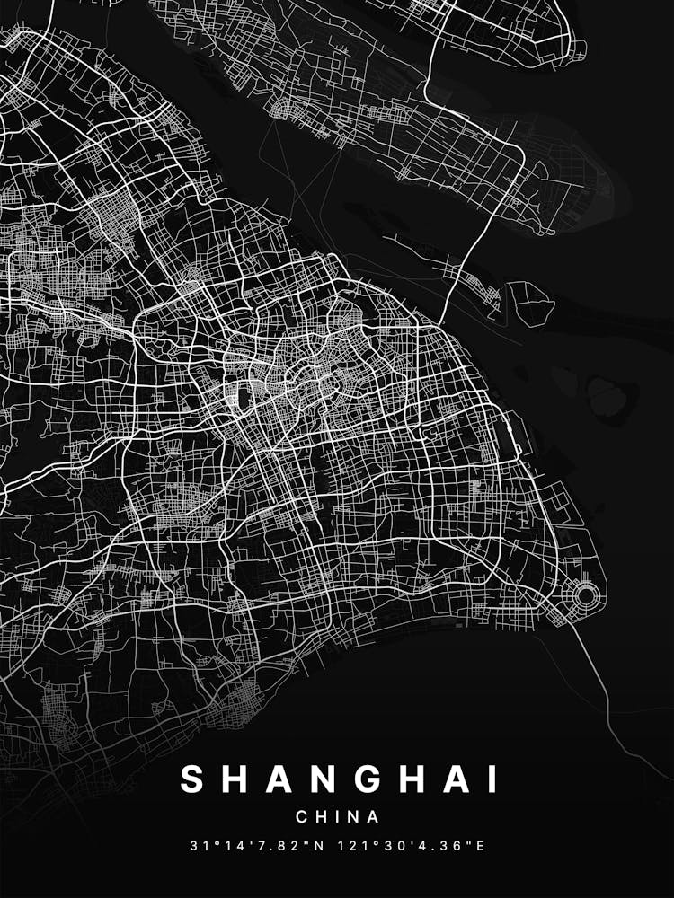 Shanghai China Black Map