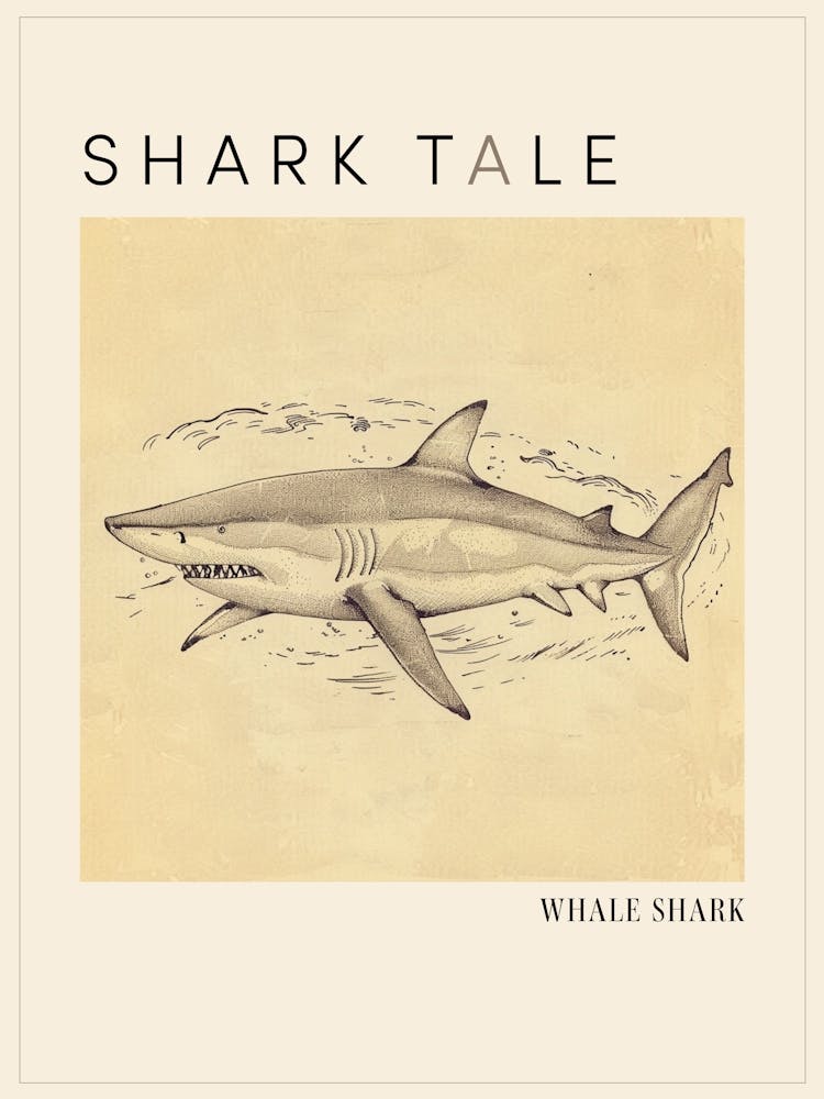 Whale Shark Vintage Illustration 4 Poster