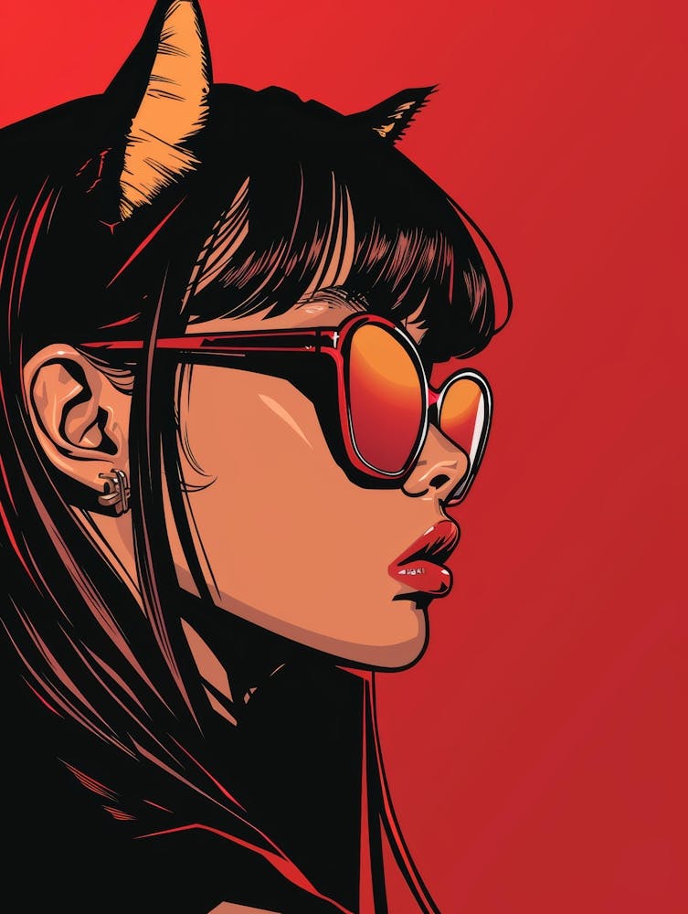 Cat Girl In Sunglasses