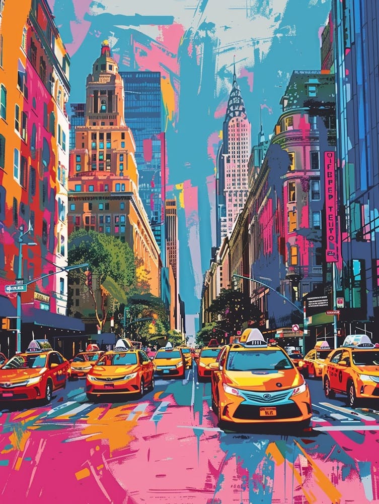 Fifth Avenue New York Colourful Silkscreen Illustration 4