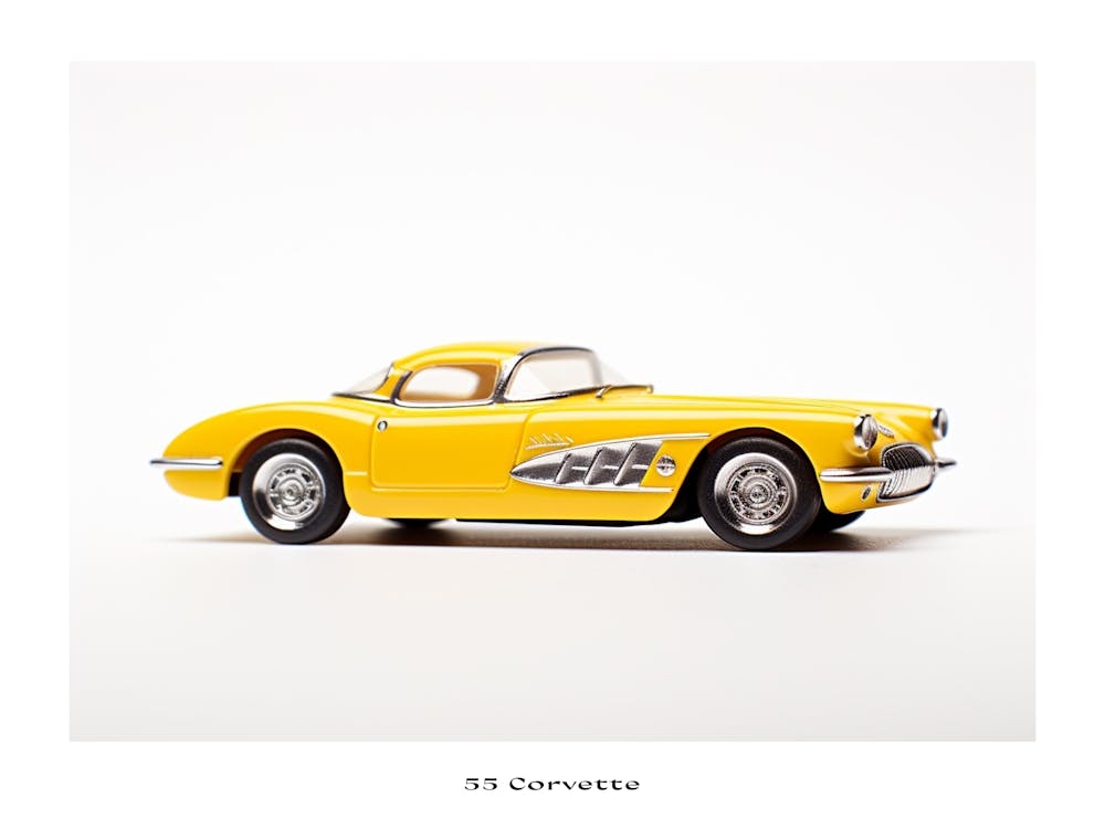 Toy Car 55 Corvette Yellow 2 Poster