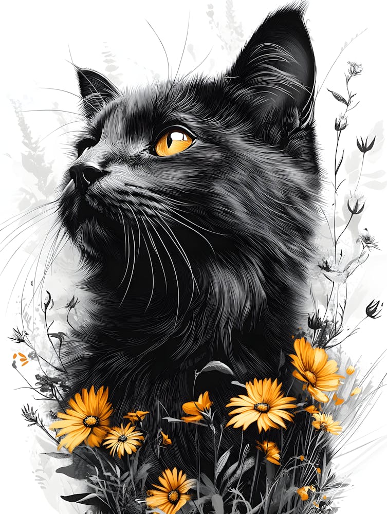 Stunning Cat And Flowers 2