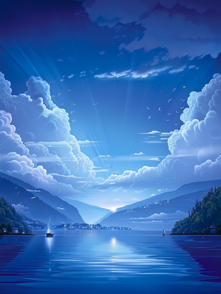 Moonlight Over Lake 3