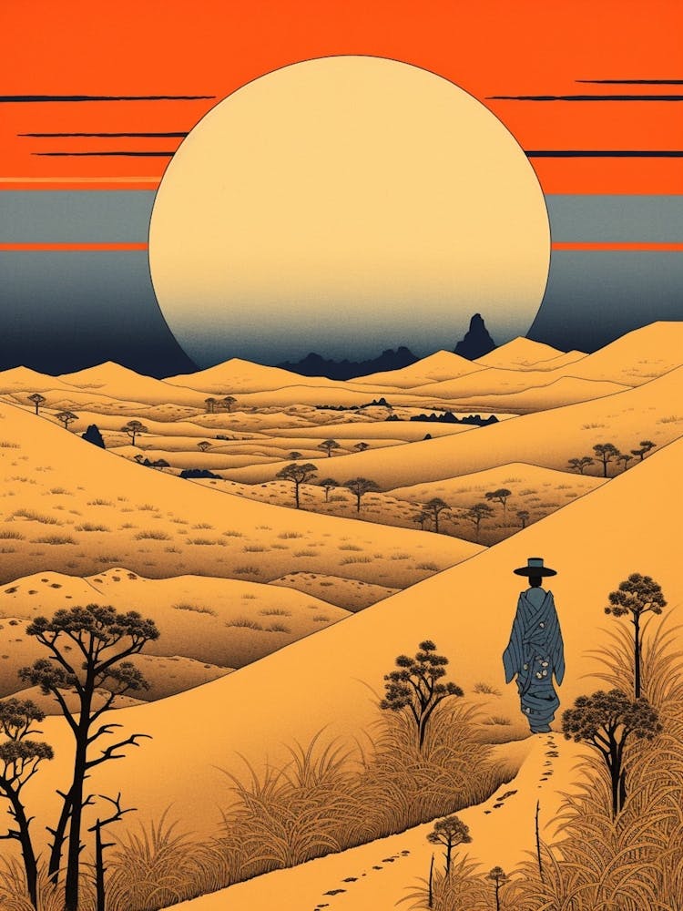 Sand Dunes Of Tottori, Japan Vintage Travel Art 4