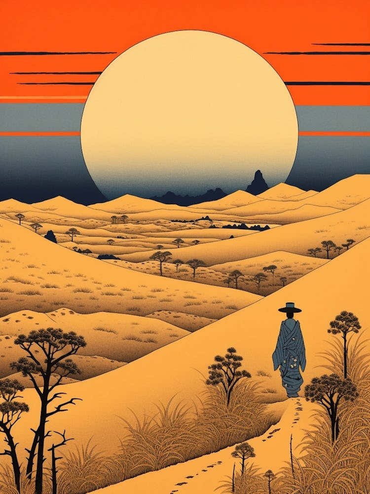 Sand Dunes Of Tottori, Japan Vintage Travel Art 4