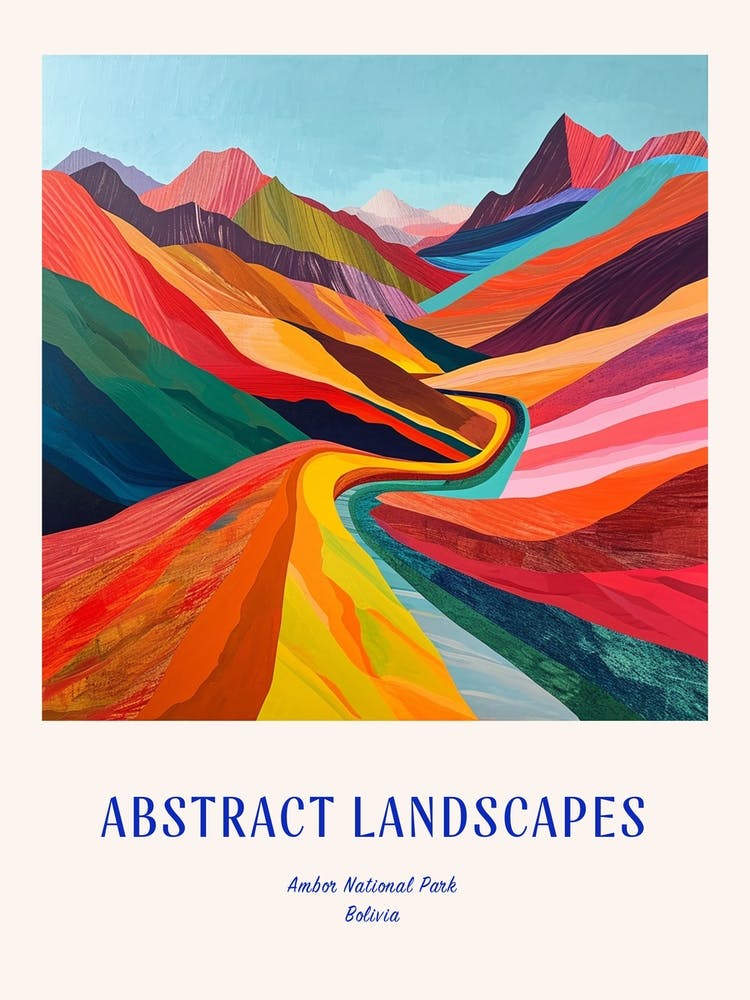 Colourful Abstract Ambor National Park Bolivia 3 Poster Blue