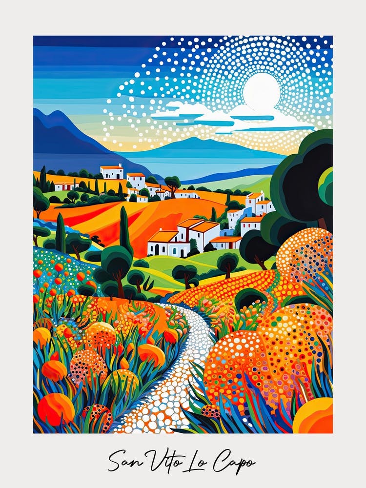 Poster Of San Vito Lo Capo, Italy, Illustration In The Style Of Pop Art 1
