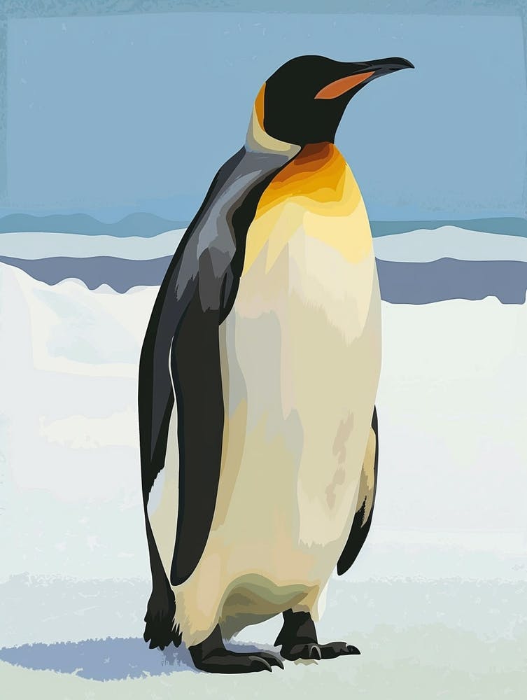Emperor Penguin Petermann Island Minimalist Illustration 1