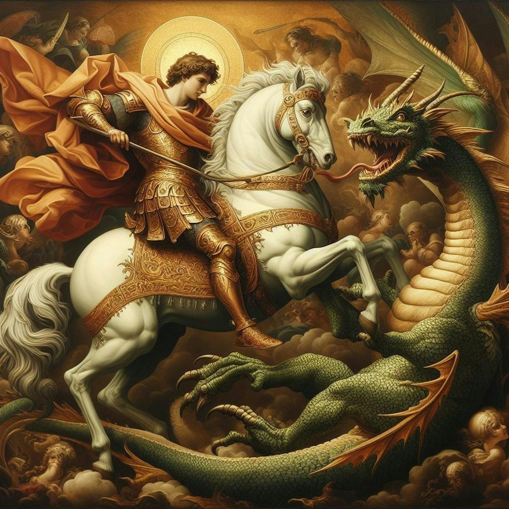 Saint George & the battle with the Dragon.