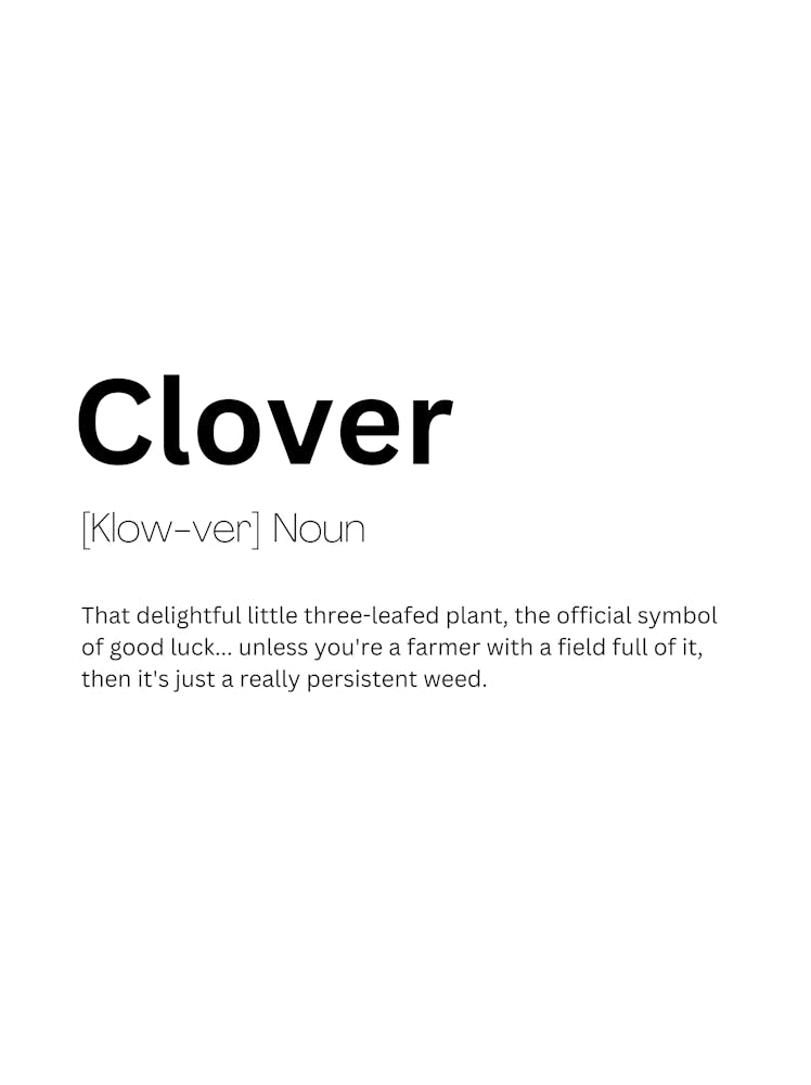 klow meaning Clouty and Pronunciation Guide Clover Definition Meaning Art Print