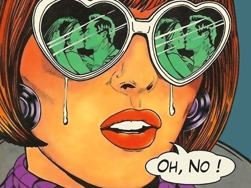 Pop Art Girl with Sunglasses Discovered Her Boyfriend's Romance Affair