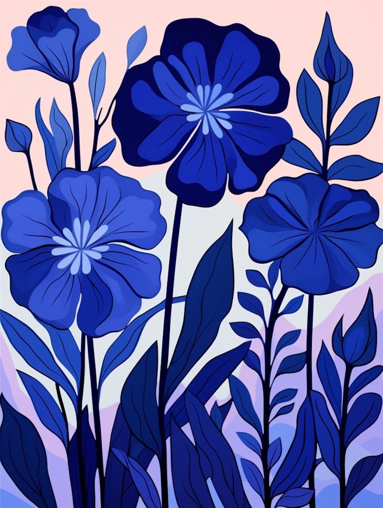 Blue Flower Illustration Phlox 1