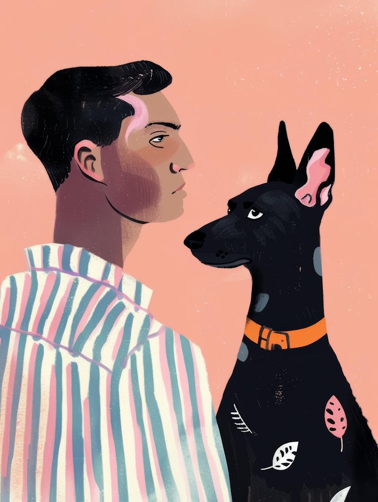Illustration d'un Homme et d'un Chien