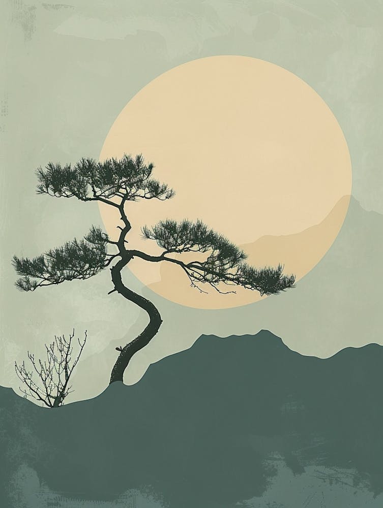 Juniper Tree Minimal Japandi Illustration 1