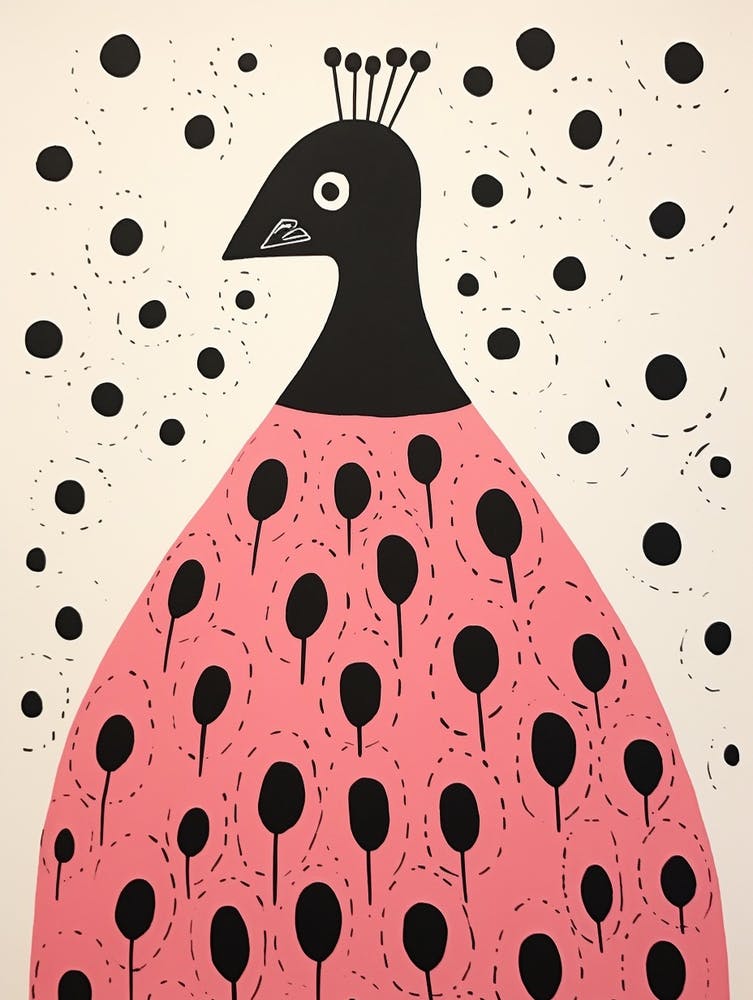 Paon Rose à Pois 1