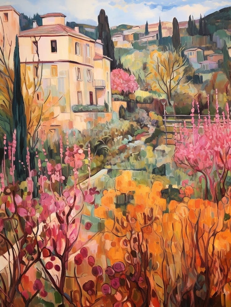 Autumn Gardens Painting Villa Cimbrone Gardens Italy 3