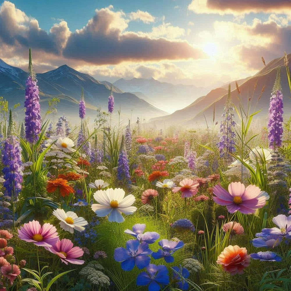 GARDEN MEADOW Floral Botanical Flowers Wildflowers 7