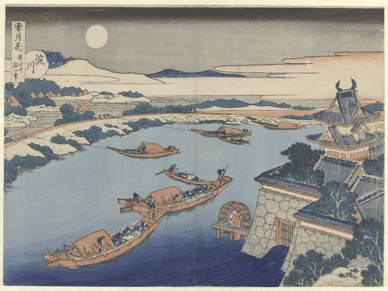 Moonlight On The Yodo River (Yodogawa), Katsushika Hokusai