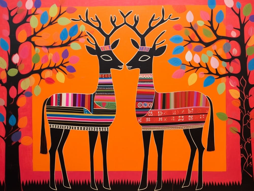 Okapi 1 Folk Style Animal Illustration