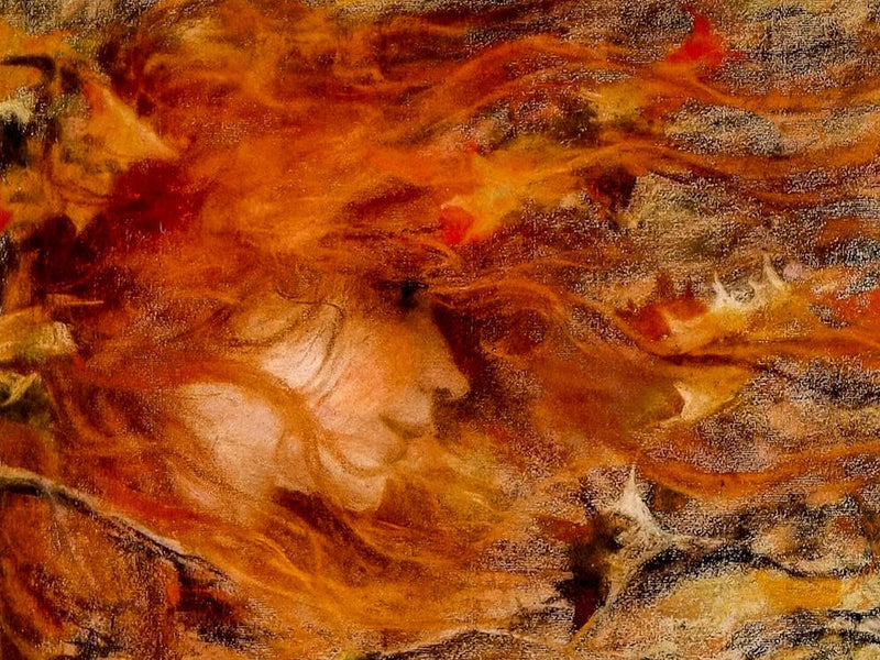 Lucien Levy Dhurmer Antique Oil Painting - The Storm - 1895 | French Artist Autumn Scene