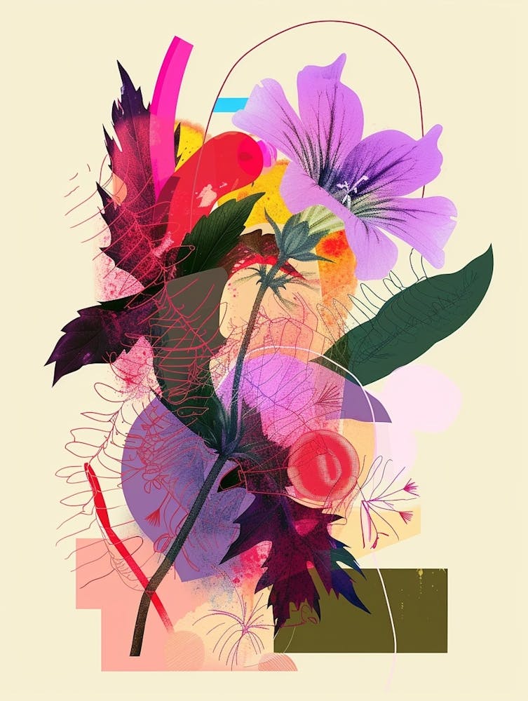 Geranium 3 Neon Flower Collage