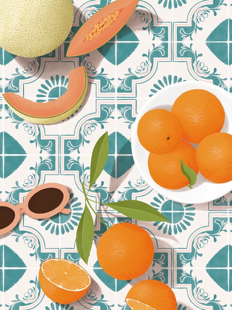Orangen- und Melonenillustration