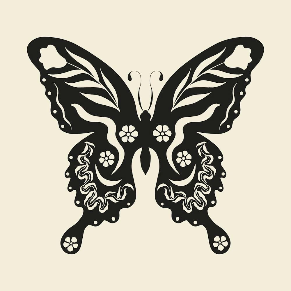 Folk Art Butterfly 03 - Ink