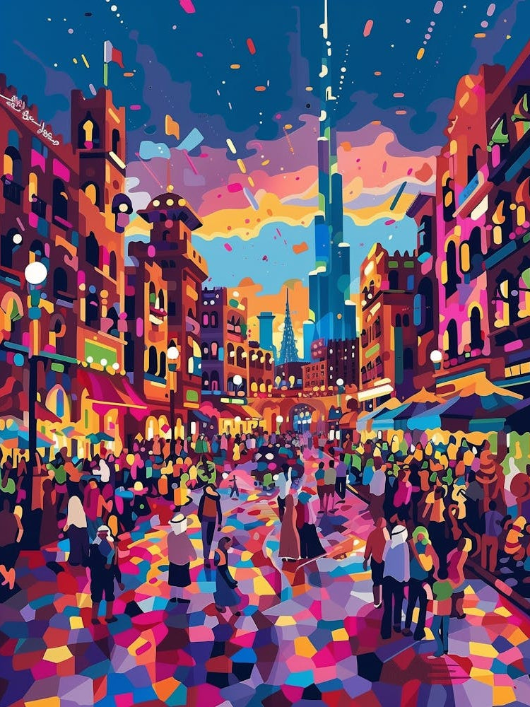 Dubai City At Night, Contemporary Art, Souvenir