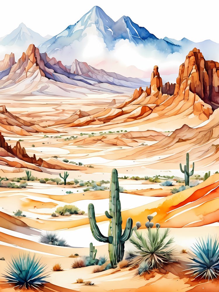 Aquarell-Wüstenlandschaft