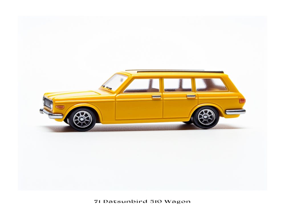 Toy Car 71 Datsun Bluebird 510 Wagon Yellow Poster