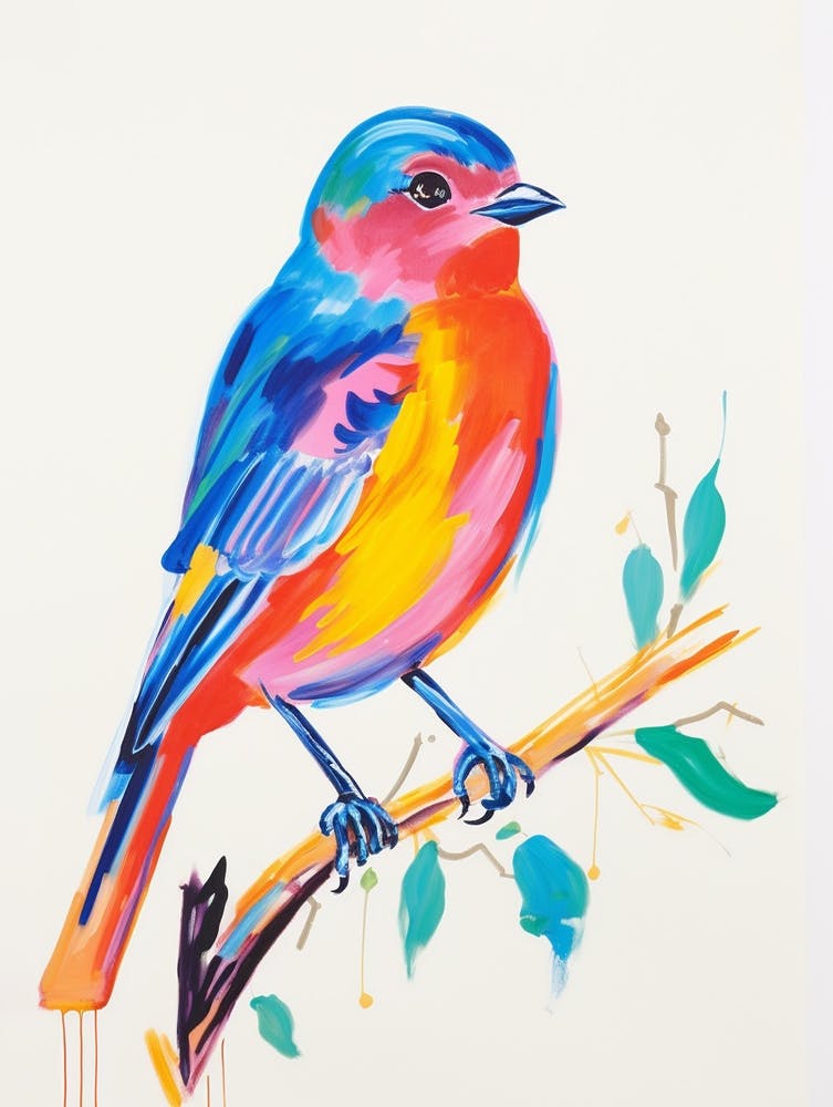 Colourful Bird Painting Bluebird 4
