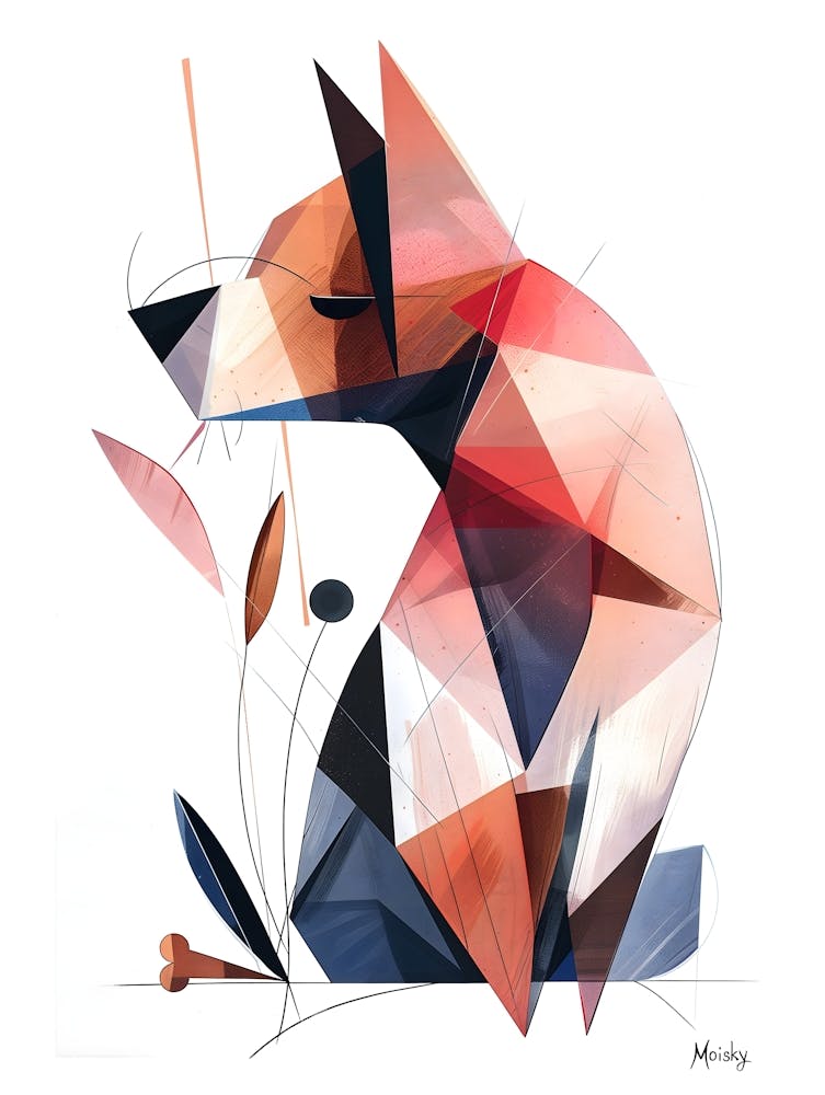 Abstrac Dog , Minimalism, Cubism