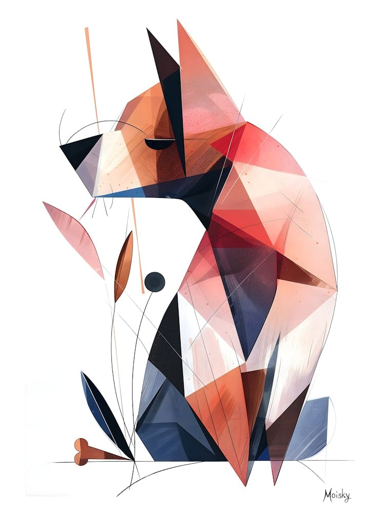 Abstrac Dog , Minimalism, Cubism