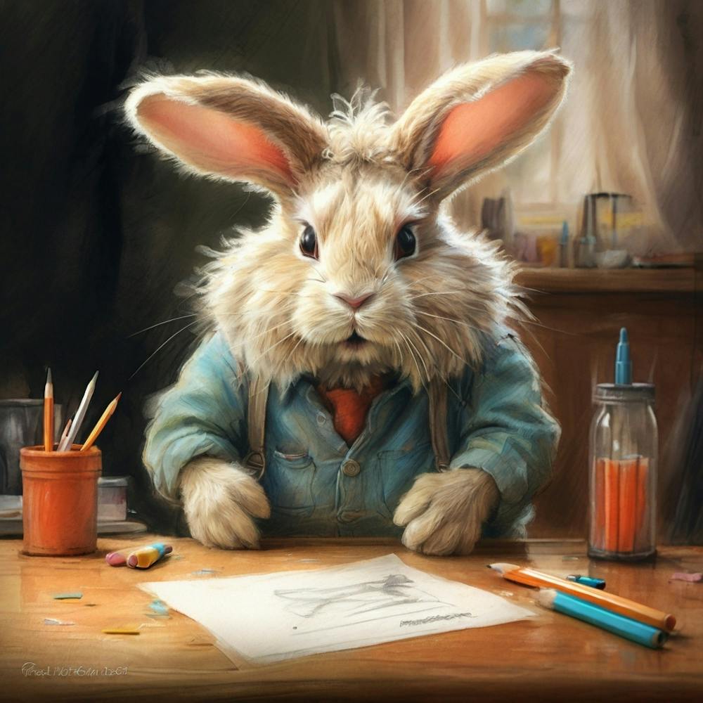 Rabbit At The Desk 6