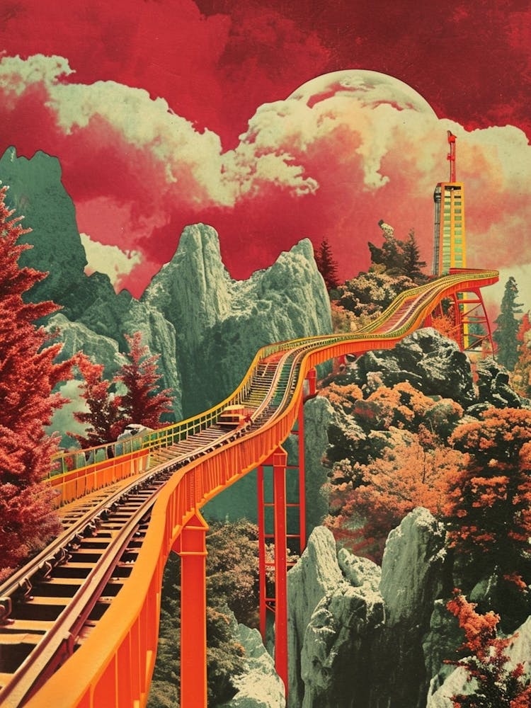 Retro Kitsch Rollercoaster Collage 1